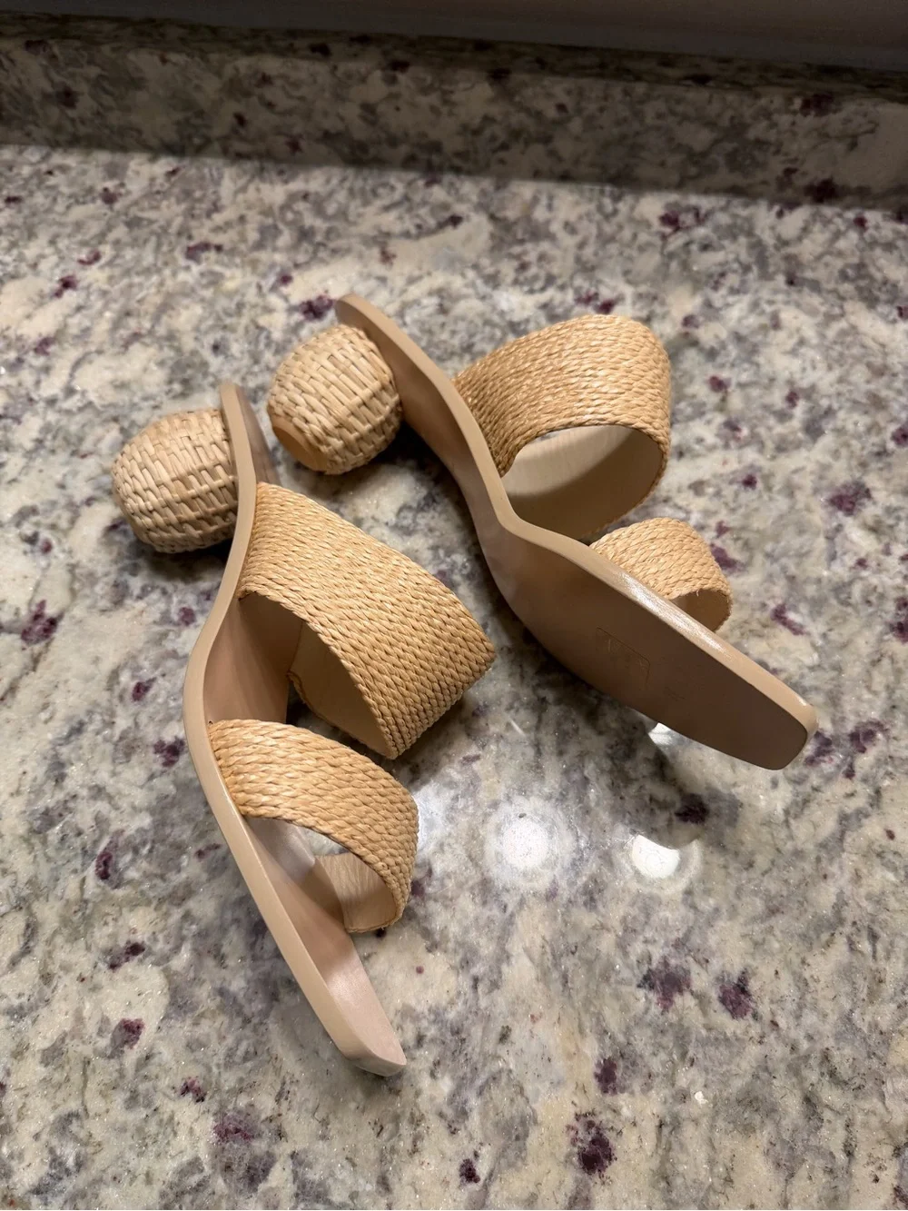 Cult Gaia Woven Two Band Slide Heels Sandals Vacation Resortwear